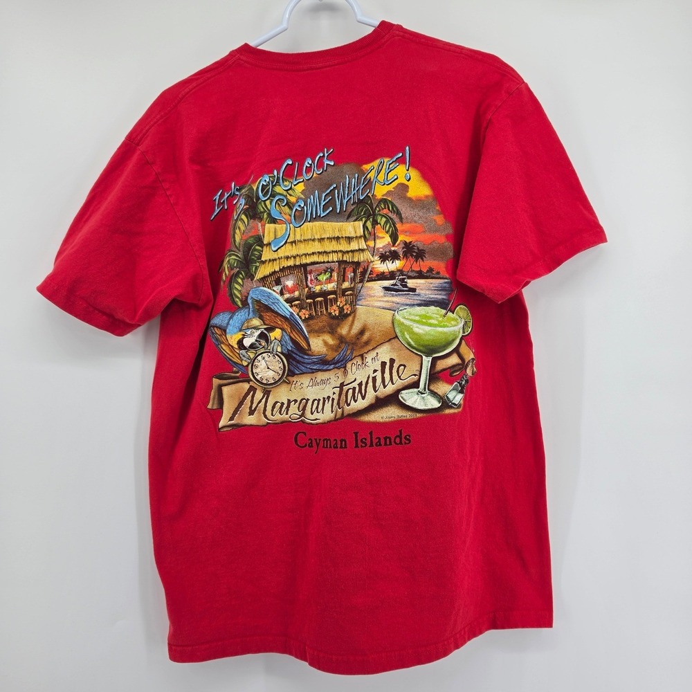 2000s Margaritaville Jimmy Buffett Tee Mens L Red Cayman Islands Vintage 2006
